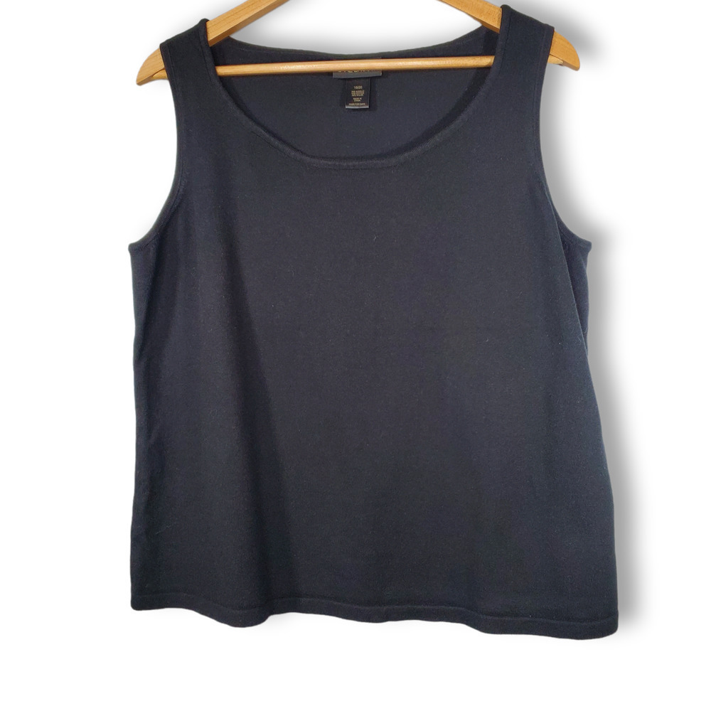 Lane Bryant Woven Sleeveless Cotton Blend Tank Top Black Size 18/20